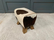 Load image into Gallery viewer, Small Brown/White Cow Hide Pommel Horse/Foot Stool