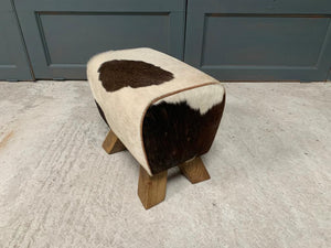 Small Brown/White Cow Hide Pommel Horse/Foot Stool