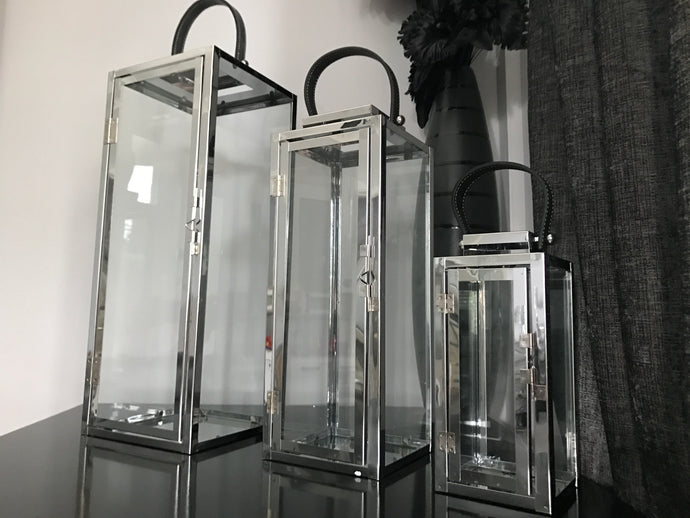 Chrome Candle Lanterns