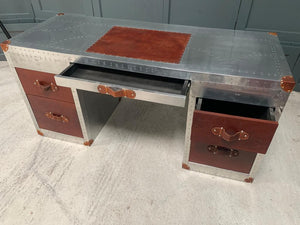 Handmade Aluminium Desk with Leather Top