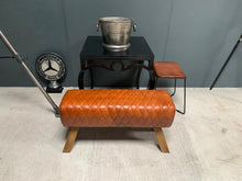 Load image into Gallery viewer, Large Tan Cross Stitched Leather Pommel Horse/Bench/Foot Stool