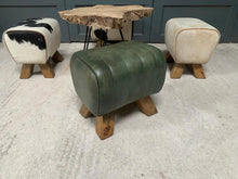 Load image into Gallery viewer, Small Green Leather Pommel Horse/Foot Stool