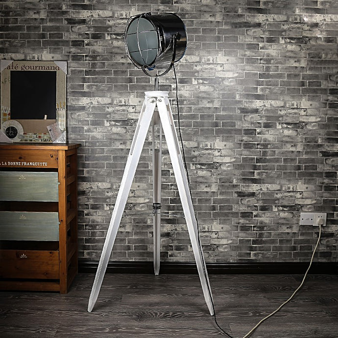 White Tripod Light with Chrome Lamp