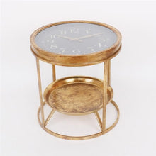 Load image into Gallery viewer, Clock Top Glazed Side Table in Brass Finish