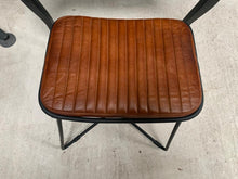 Load image into Gallery viewer, Vintage Industrial Cross Legged Leather Stool in Tan