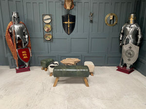 Large Green Leather Pommel Horse/Bench/Foot Stool