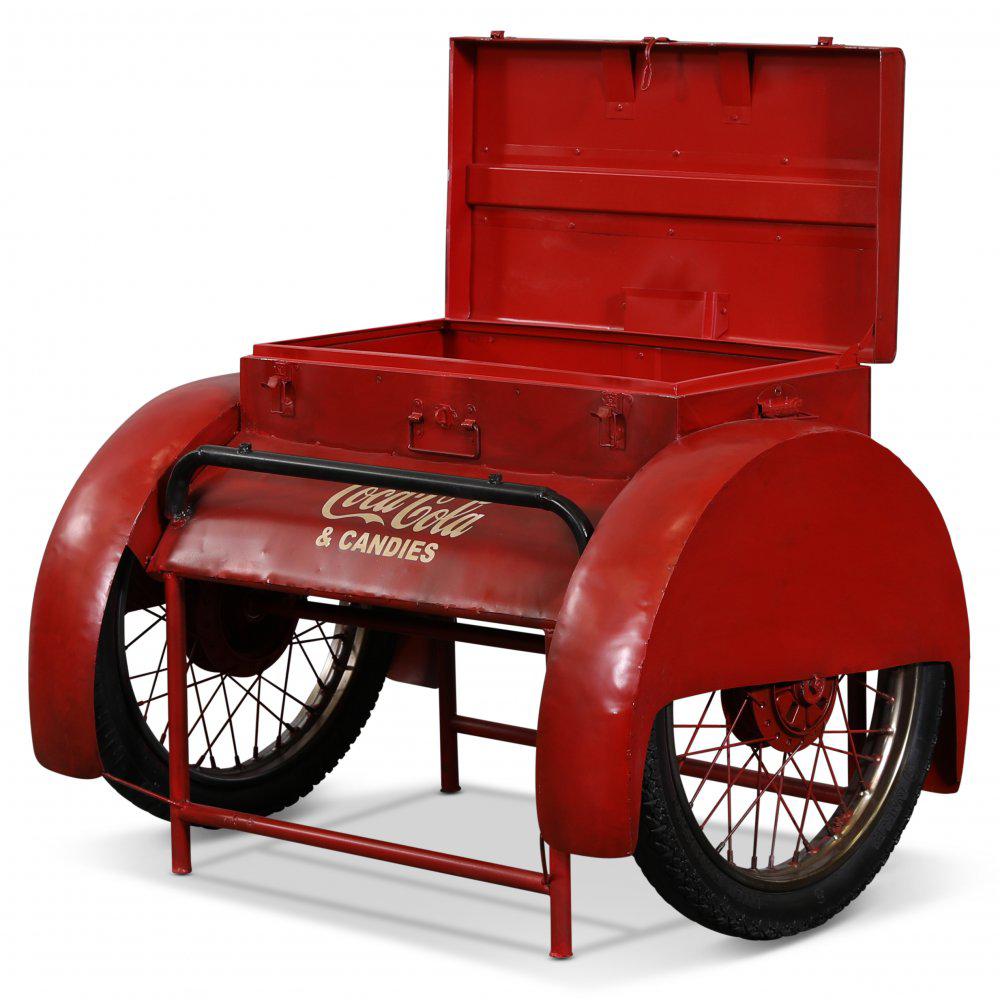 Hand Made Fabricated Metal Vintage Industrial Style Coca Cola Trailer