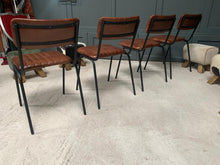 Load image into Gallery viewer, Industrial Vintage Ribbed Leather Dining Chair in Dark Brown