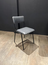 Load image into Gallery viewer, Industrial Vintage Ribbed Leather Dining Chair in Grey