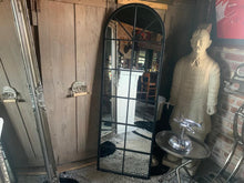 Load image into Gallery viewer, Metal Framed Black Arched Georgian Mirror