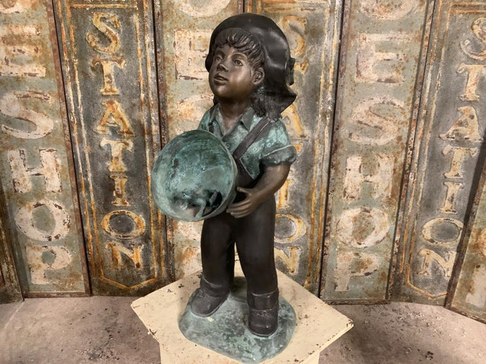 Cast Bronze Figure of the Girl, the Frog and the Bucket