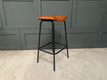 Load image into Gallery viewer, Ribbed Leather Bar Stool in Tan