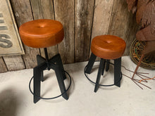 Load image into Gallery viewer, Industrial Machinists Leather Bar Stool in Tan