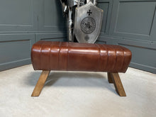 Load image into Gallery viewer, Large Dark Brown Leather Pommel Horse/Bench/Foot Stool