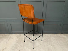 Load image into Gallery viewer, Pair of Vintage Leather High Back Bar Stools in Tan