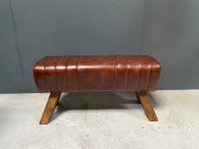 Load image into Gallery viewer, Large Dark Brown Leather Pommel Horse/Bench/Foot Stool