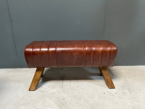 Large Dark Brown Leather Pommel Horse/Bench/Foot Stool