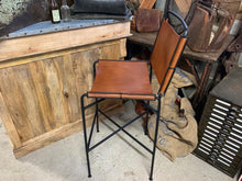 Load image into Gallery viewer, Single Designer Framed Industrial Style High Back Bar Stool in Tan