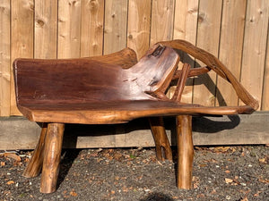 Unique Highly Polished Teak Root Wood Bench