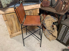 Load image into Gallery viewer, Single Designer Framed Industrial Style High Back Bar Stool in Tan