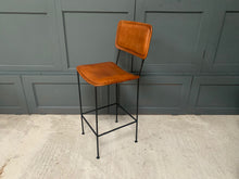Load image into Gallery viewer, Single Vintage Leather Bar Stool in Tan