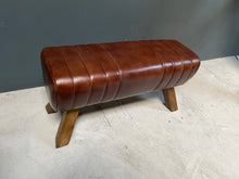 Load image into Gallery viewer, Large Dark Brown Leather Pommel Horse/Bench/Foot Stool