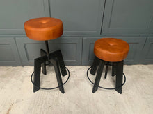 Load image into Gallery viewer, Industrial Machinists Leather Bar Stool in Tan