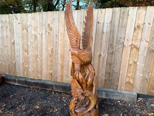 Load image into Gallery viewer, Striking Handcarved Highly Polished 2M High Wooden Detailed Eagle In Motion