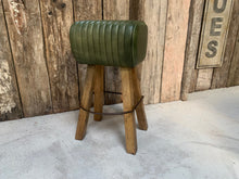 Load image into Gallery viewer, Ribbed Leather Pommel Horse Bar Stool in Green