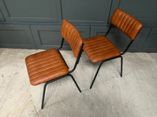 Load image into Gallery viewer, Industrial Vintage Ribbed Leather Dining Chair in Tan