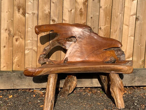 Unique Highly Polished Teak Root Wood Bench (PRE ORDER NOW - BACK IN STOCK 8 WEEKS)