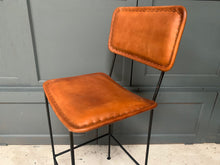Load image into Gallery viewer, Pair of Vintage Leather High Back Bar Stools in Tan