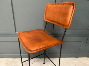 Single Vintage Leather Bar Stool in Tan