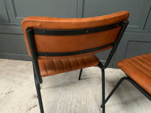 Load image into Gallery viewer, Industrial Vintage Ribbed Leather Dining Chair in Tan