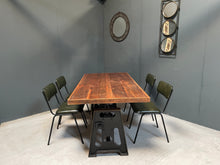 Load image into Gallery viewer, Industrial Vintage Ribbed Leather Dining Chair in Green