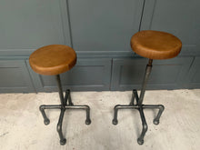 Load image into Gallery viewer, Industrial Scaffold Leather Bar Stool in Tan