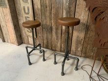 Load image into Gallery viewer, Industrial Scaffold Leather Bar Stool in Tan