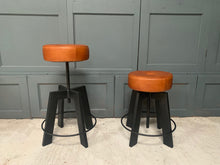 Load image into Gallery viewer, Industrial Machinists Leather Bar Stool in Tan