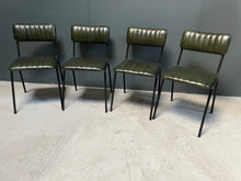 Load image into Gallery viewer, Industrial Vintage Ribbed Leather Dining Chair in Green