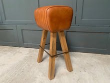 Load image into Gallery viewer, Ribbed Leather Pommel Horse Bar Stool in Tan