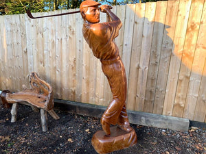 High Quality Hand Carved Wooden Golfer