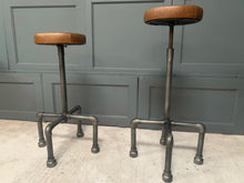 Load image into Gallery viewer, Industrial Scaffold Leather Bar Stool in Tan