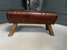 Load image into Gallery viewer, Large Dark Brown Leather Pommel Horse/Bench/Foot Stool