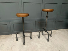 Load image into Gallery viewer, Industrial Scaffold Leather Bar Stool in Tan