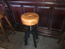 Load image into Gallery viewer, Industrial Machinists Leather Bar Stool in Tan