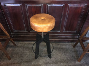 Industrial Machinists Leather Bar Stool in Tan