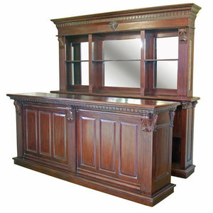 2.6m Period Mahogany Front Counter & Mirrored Back Bar