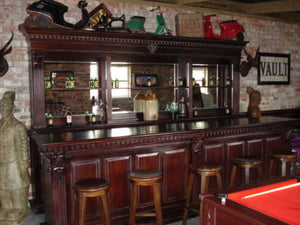 3.6m Period Mahogany Front Counter & Mirrored Back Bar