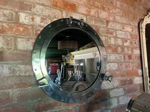 Massive 70cm Nickel Port Hole Mirror