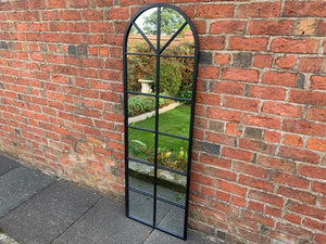 Metal Framed Black Arched Georgian Garden Mirror